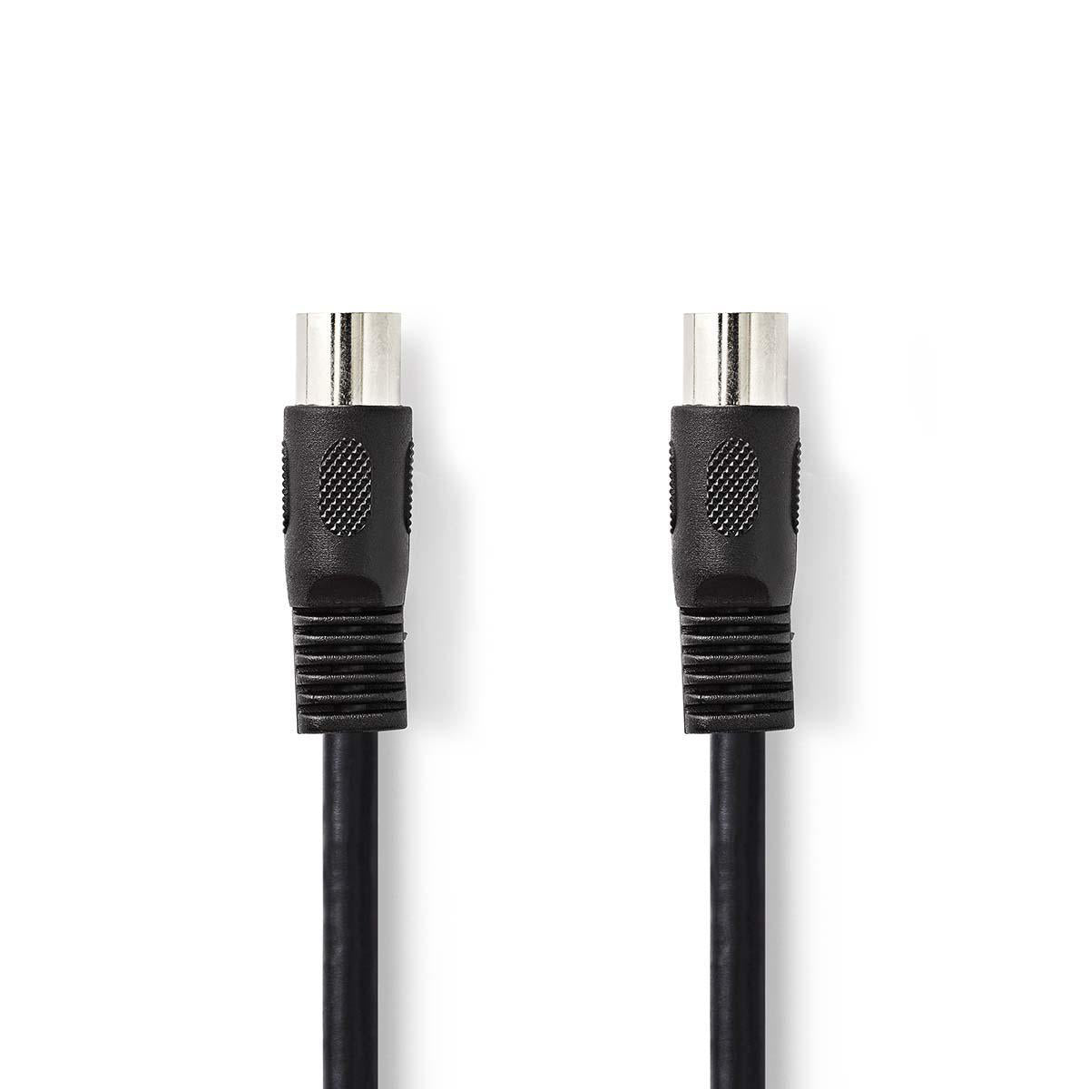 Midi audiokabel - 2 x 5 pol 180° DIN han, Sort (2m)