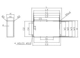 Aluminiumskabinet m. flanger, 171x121x106mm (IP66)