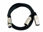 XLR kabel - 3P XLR hun > 2 x 3P XLR han, Sort (1,5m)