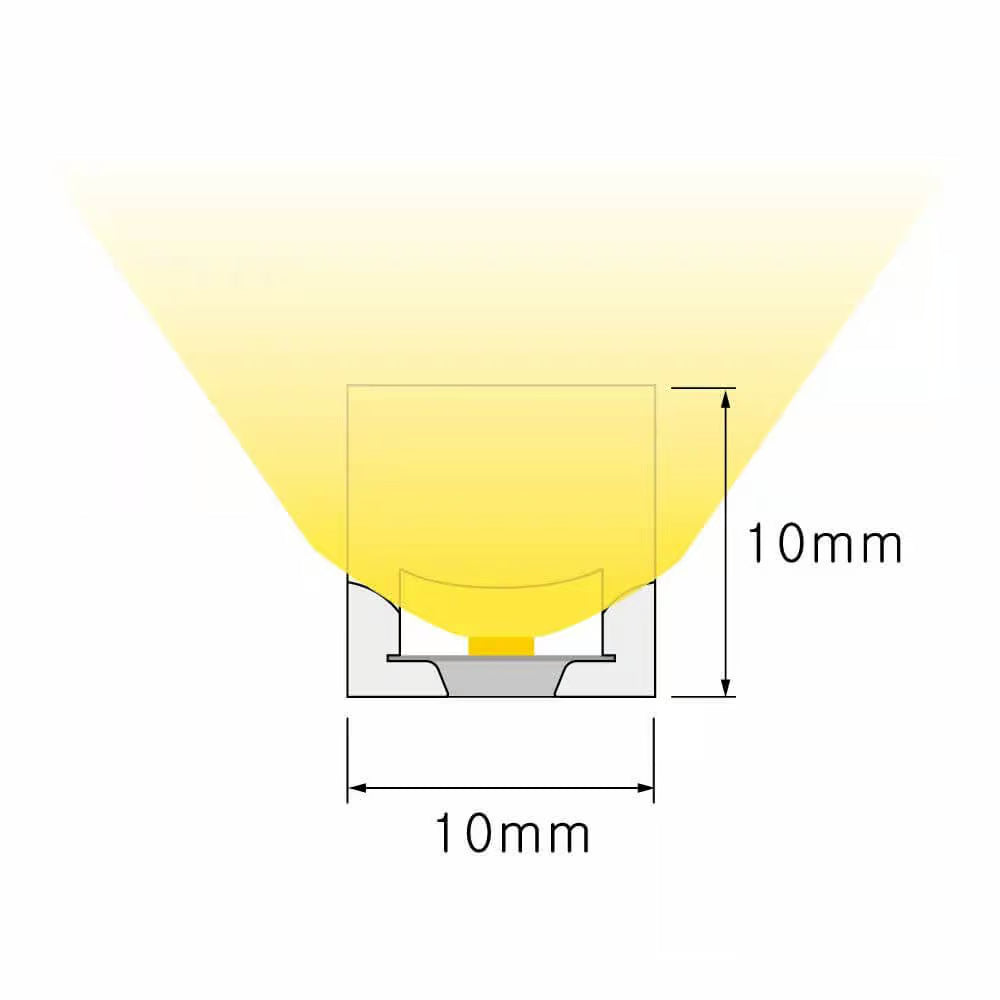 10m Varm hvid LED strip - Fleksibel neon flex belysning med 10x10 mm dimensioner, 10W/m, 24V, RA81