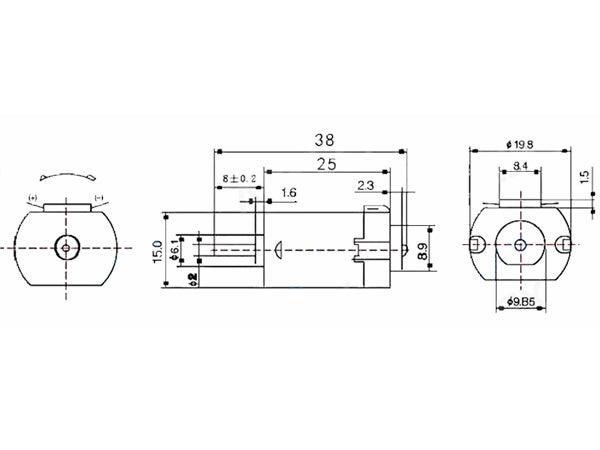 Mini DC motor - 1,5-6Vdc / 200mA 12000rpm