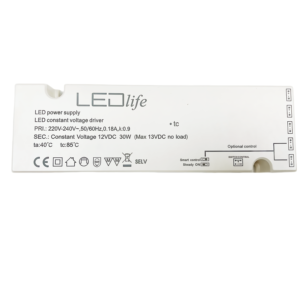 LEDlife Zigbee Møbelspot Strømforsyning 30W - Til Sono og Reco møbelspot, Hue kompatibel, RF, maks. 6 spot, inkl. fjernbetjening
