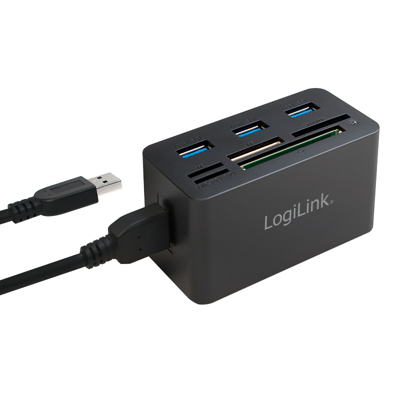 USB 3.0 hub med kortlæser - SD/microSD/M2/MS(Duo+Pro)/CF