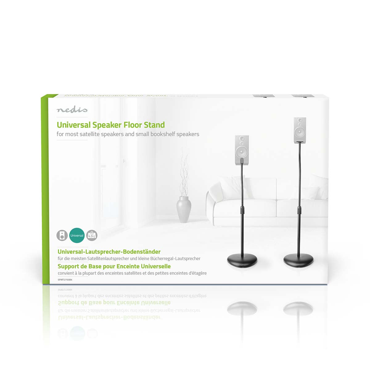 Universal Højttaler gulvstande, maks. 4,5kg, Sort (2 stk.)