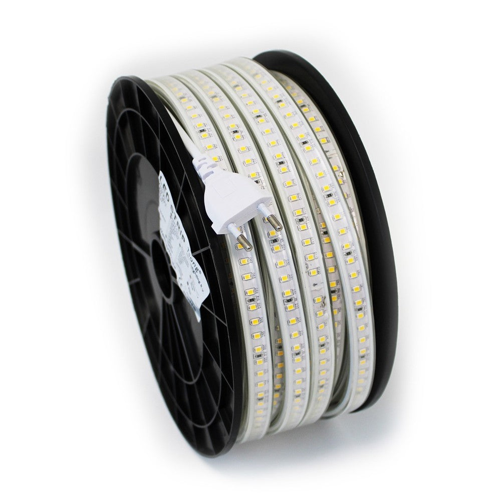 Arbejdslys 50m 230V LED strip - IP67, 120 LED/m, 10W/m, 1000 lm/m - 500W, RA80, IP67