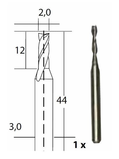 Hårdmetal multifræser - 2mm