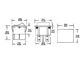 Vippekontakt - 2P ON-ON 5A-250V