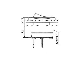 Vippekontakt - 1P ON-OFF-ON, 6A-250V, Sort (Ø20mm hul)