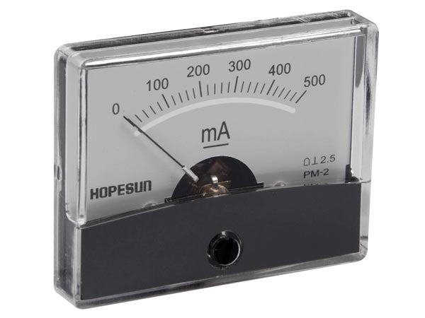 Analog strøm-panelmeter - 500mA DC (60x47mm)