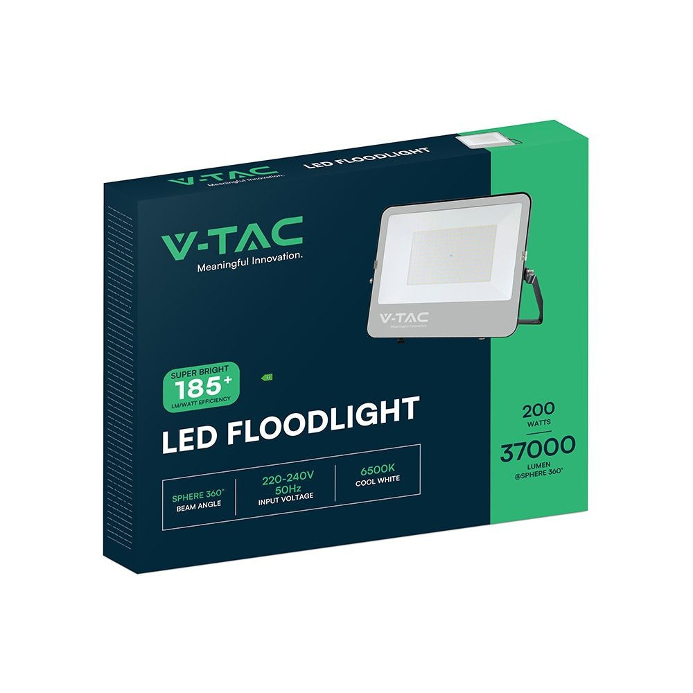 V-Tac 200W LED projektør - 185LM/W, arbejdslampe, udendørs - 100W, 230V, 37000lm, RA70, 5 års garanti, IP65