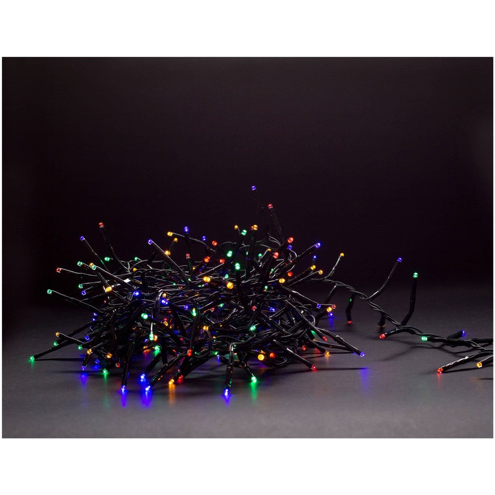 8m Multicolor Cluster LED Julelyskæde - 400 LED, Memory Funktion, IP44 Udendørs, 230V