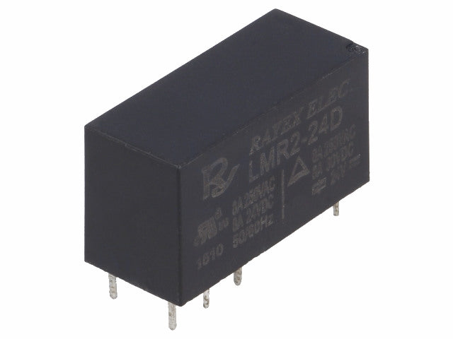 Miniature relæ - 24VDC / 5A 2 x skifte (DPDT), 8-ben 5mm