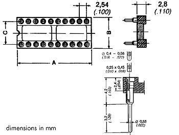 IC-sokkel m. tulipanben - 18 ben (7,62mm)