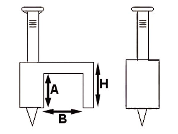 Kabelsøm-clips - Flad 3x4mm, Hvid (100 stk. box)