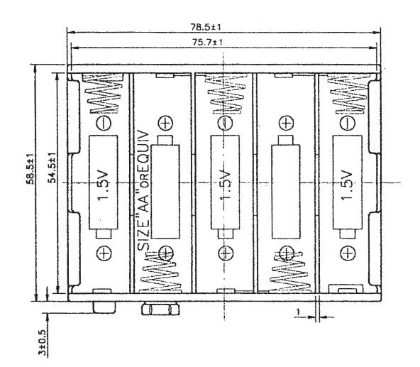 Batteriholder til 10xAA bat. (m. knapterminaler)