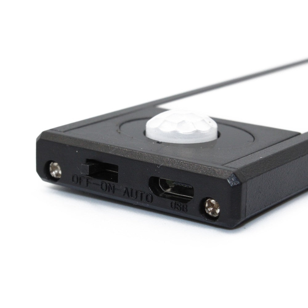 Sort Batteridrevet Skabsbelysning med PIR Sensor, Genopladelig - 40cm, 2W, 5V USB Input, 160lm, RA80, Flicker Free