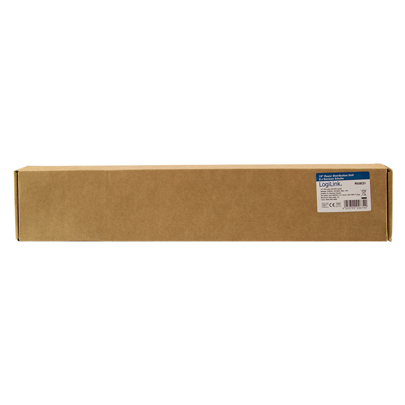 19" El-rackpanel - 8 x CEE7/3 hun, ON/OFF kontakt, Sort (2m)