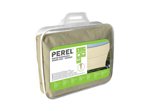 Kvadratisk solsejl - 3,6 x 3,6m vandgennemtrængelig, BEIGE