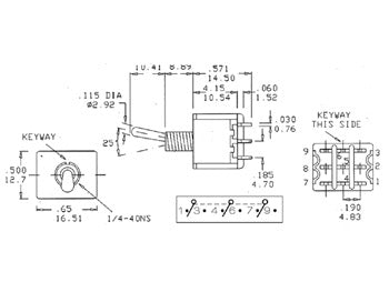 Toggle Vippekontakt - 3P ON-ON, 3PDT, kabinetmont.