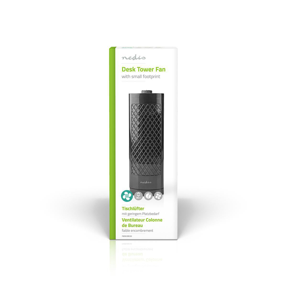 Bordtårnventilator - 30cm, 3 hastigheder, Sort