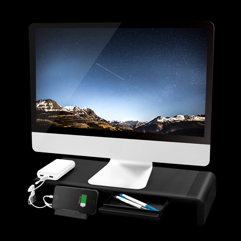 Monitorstand m. USB hub - 420-520mm, foldbar, USB 3.0+USB-C