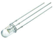 5mm tofarve LED - Rød/Varm hvid (3000/4200mcd) 30°, anode