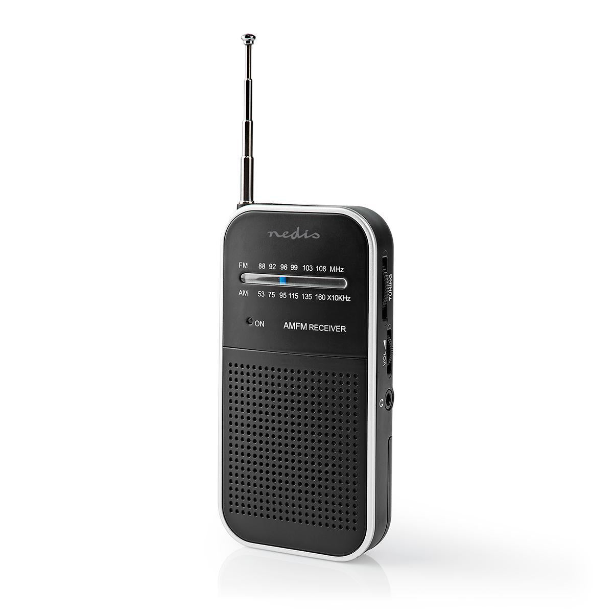 Bærbar FM-radio - AM/FM, Batteri, Analog, Sort