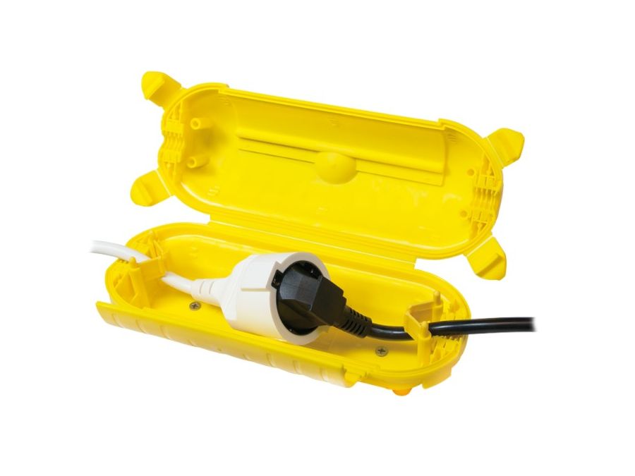 Udendørs vandtæt samledåse inkl. ledning - IP44, Gul