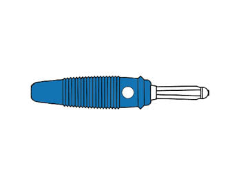 Prof. Bananstik, 4mm + sidehul, 30A, Blå (loddetype)