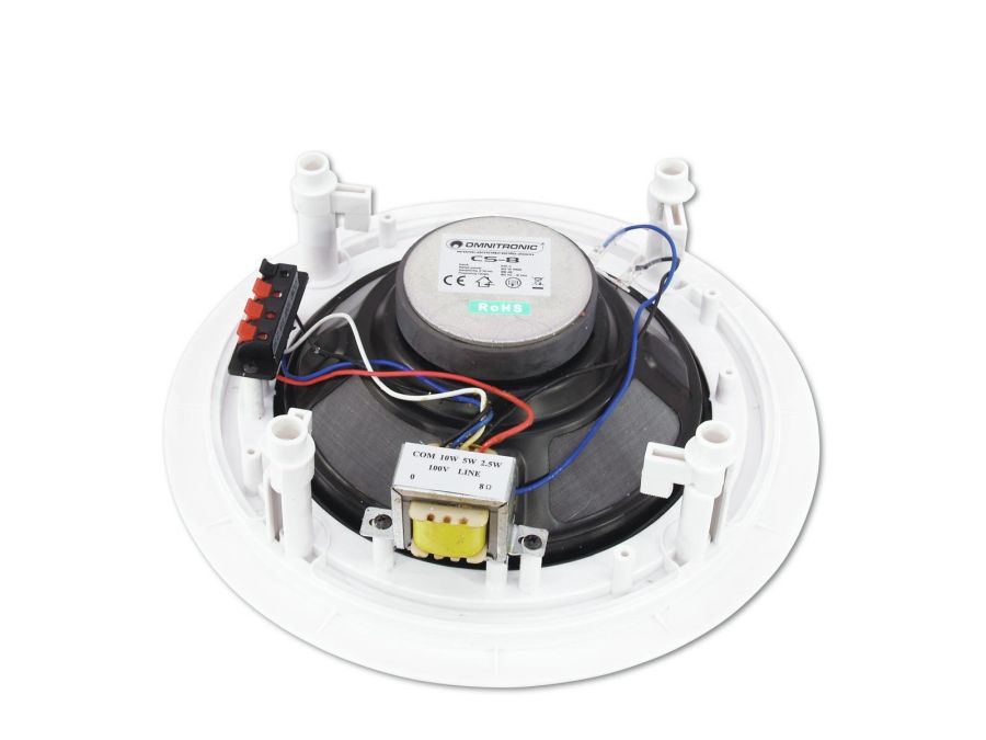 100V lofts-indbygningshøjttaler - 8" Rund 10W, Hvid (Ø235mm)