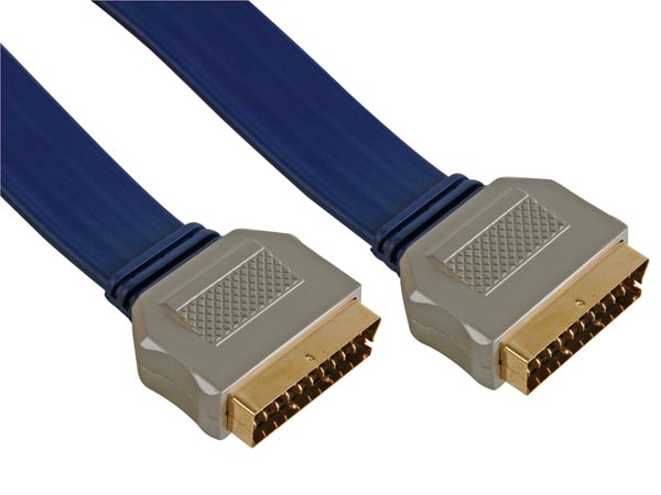 2 x SCART han, krydset og fuldt forbundet fladkabel (0,5m)