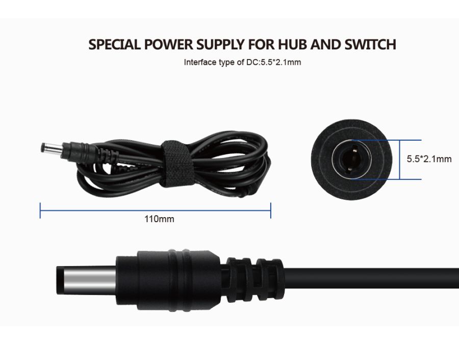 Netadapter - 12Vdc 10A (120W), Sort (5,5x2,5mm DC stik)