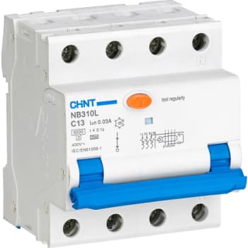 Kombiafbryder RCBO Chint, 3P+N, C karakteristik, 13A, 30mA, 6kA