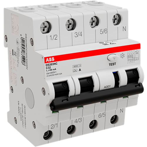 Kombiafbryder HPFI C 32A, 30mA, 3P+N, DS203NC