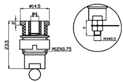 Sikkerheds-bananbøsning, Blå 4mm - M4 skrue+loddeflig