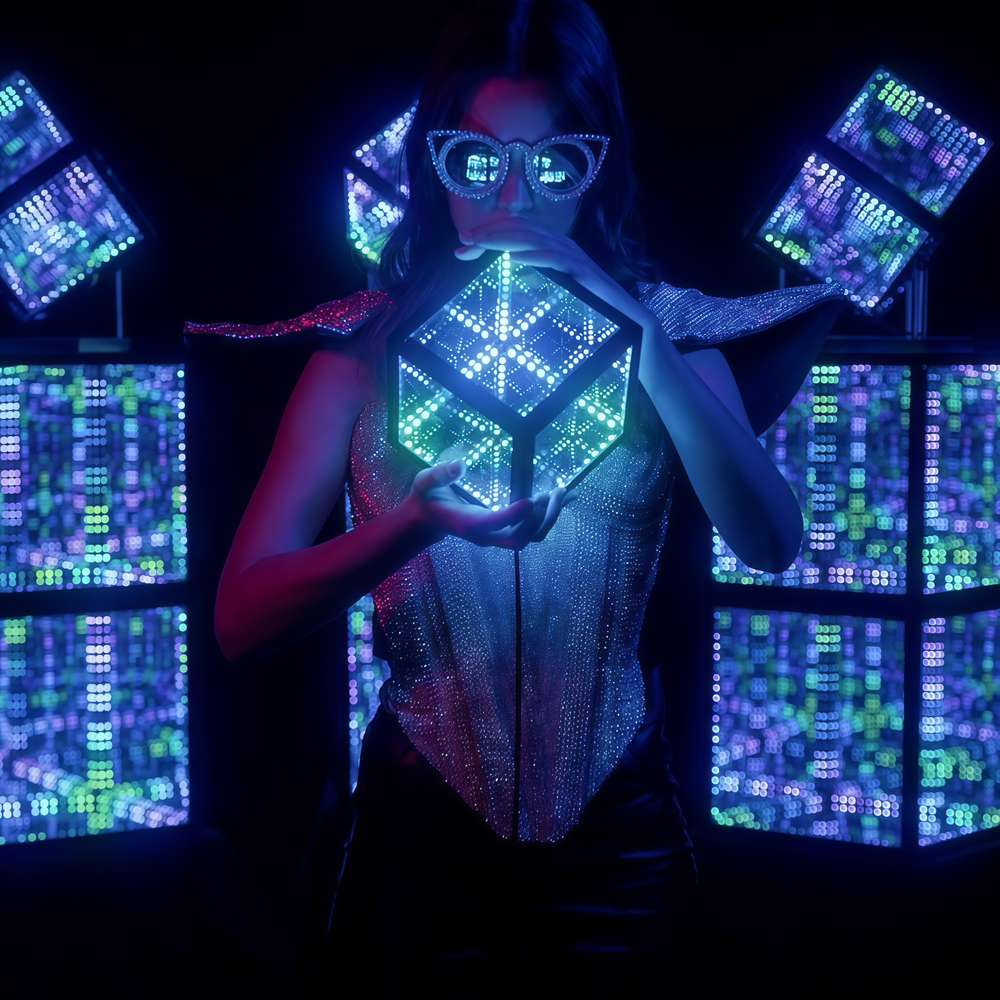 Infinity Cube 10x10 RGBIC - 3D lys effekt med fjernbetjening og USB tilslutning.