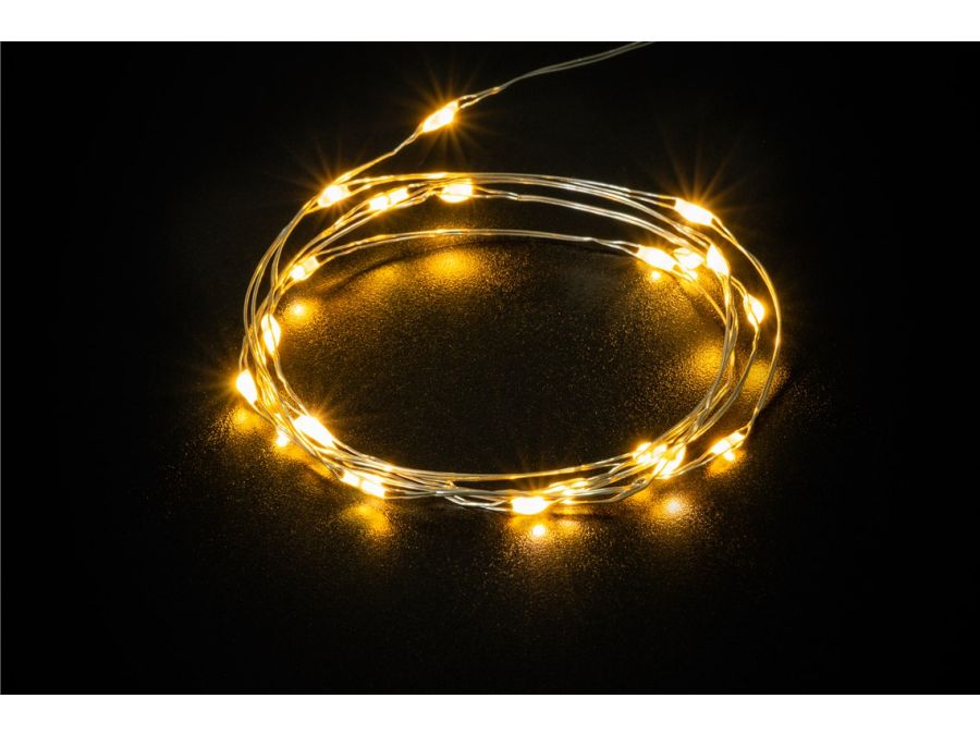 LED lyskæde - 2 x 20 LEDs, varm hvid, timer (1,05m)