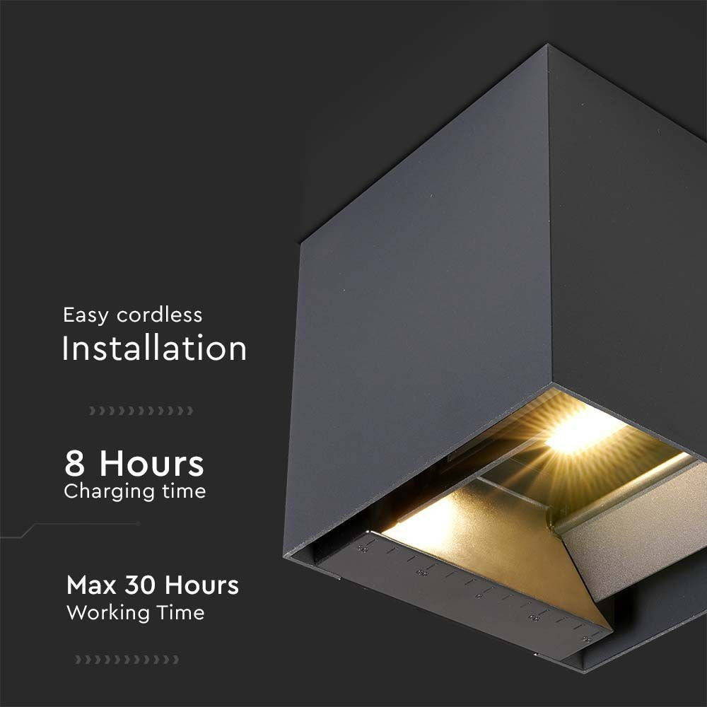 V-Tac 3W Solcelle væglampe LED - Sort, sensor, IP65, effekt 9W, 860lm, IP65.