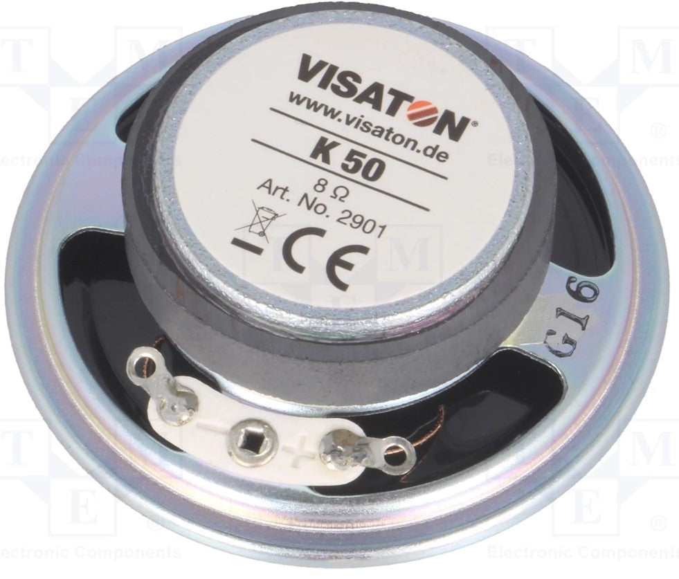 Miniature højttalerelement - 2W, 8ohm, Ø50x17mm (IP65)
