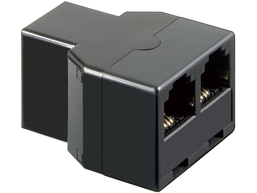 Telefonsplitter - RJ11 (6P4C) hun til 2 x RJ11 hun, Sort