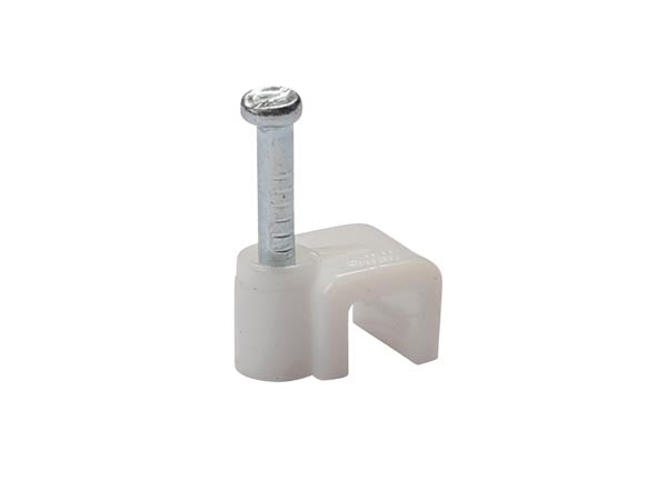 Kabelsøm-clips - Flad 3x4mm, Hvid (100 stk. box)