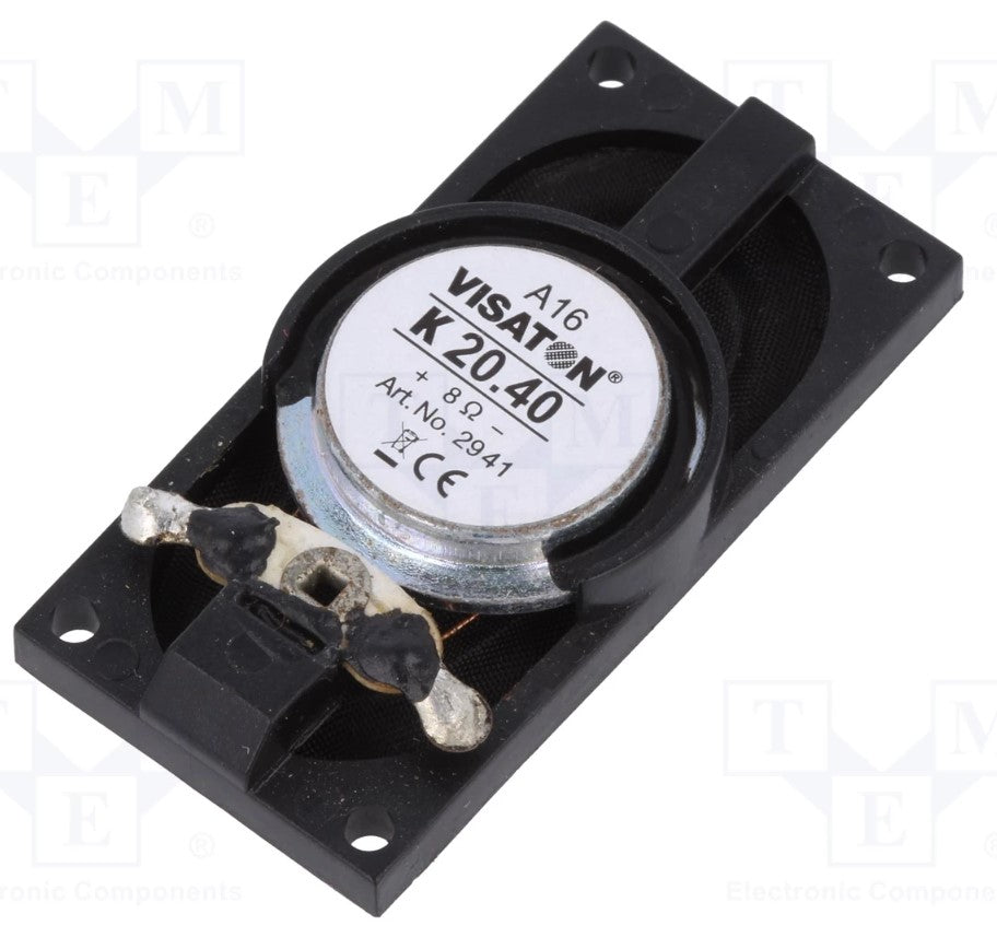 Miniature højttalerelement - 1W, 8ohm, 40x20x8mm (IP64)