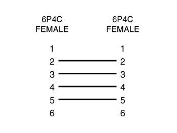 Telefon mellemled - 2 x RJ11 (6P4C) hun, Hvid