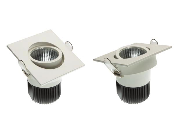 LED indbygningsspot - 230V / 6W kvadrat hvid kip, Varm Hvid