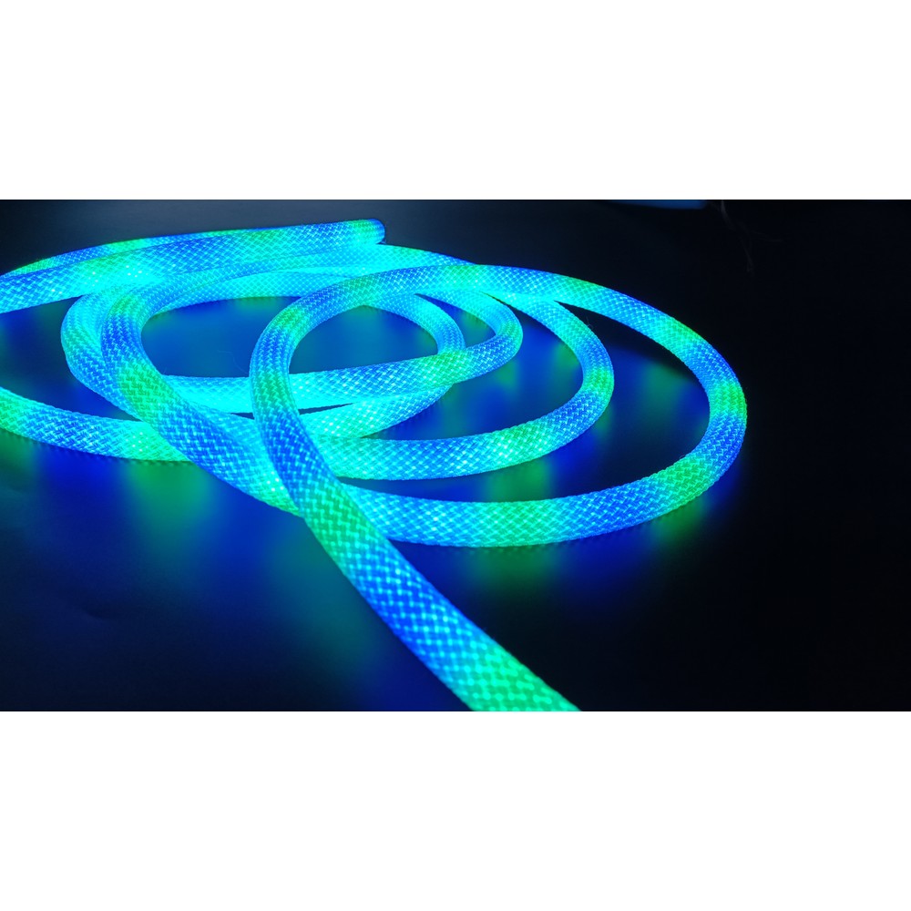 3m RGBIC Neon flex slange med Bluetooth App og fjernbetjening - Vævet reb, USB-opladning - Komplet sæt til lysdekorationer.
