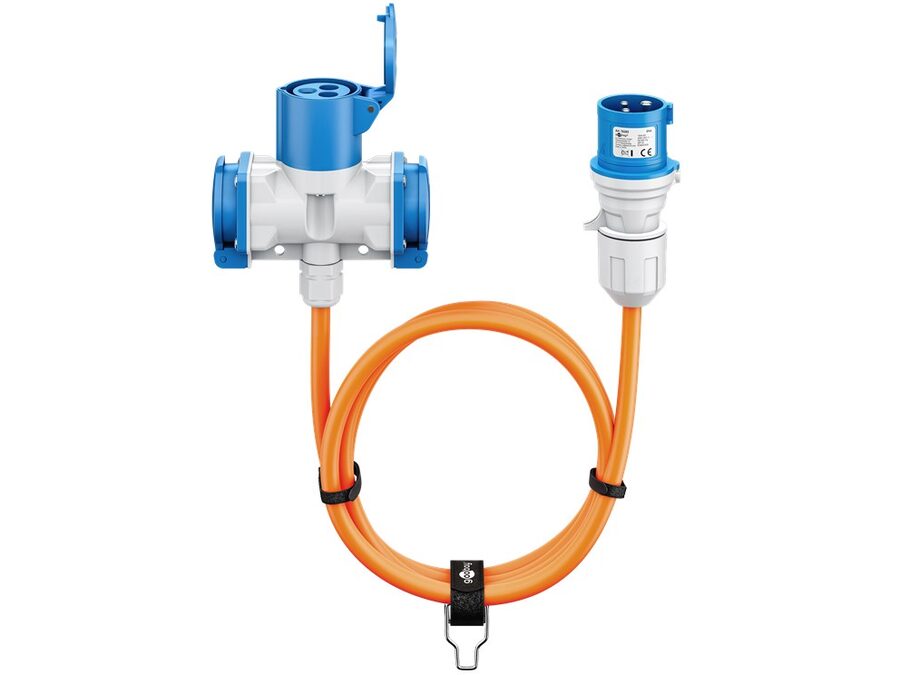 CEE adapterkabel - 3P han til 3P hun + 2 x Jord (10m)