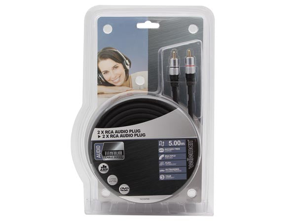 Phonokabel - 2 x RCA han til 2 x RCA han (5m)