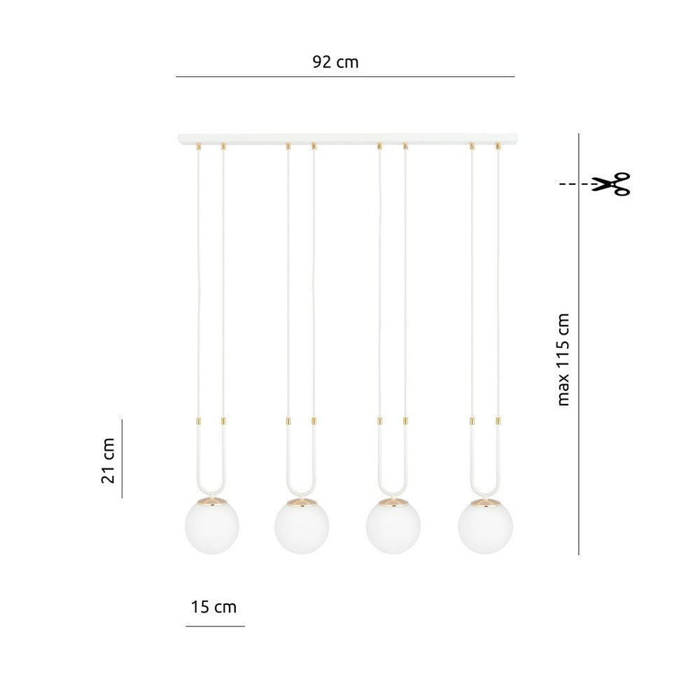 Glam 4 Hvid/Opal Pendellampe - Ø15 cm, E14, 230V, Max 10W (Lyskilde ikke inkluderet)