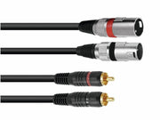 Prof. audiokabel - 2 x XLR han > 2 x RCA(Phono) han (6m)