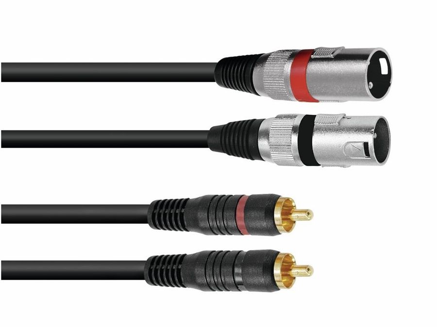 Prof. audiokabel - 2 x XLR han > 2 x RCA(Phono) han (6m)